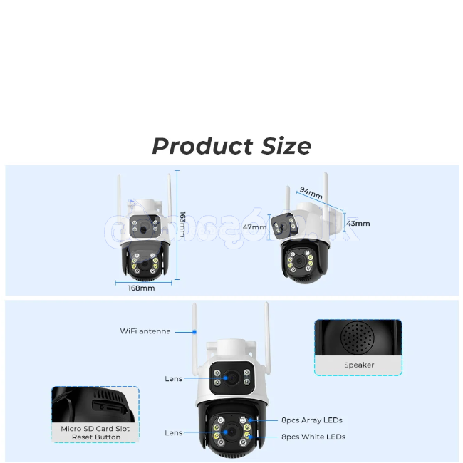 Dual Lens PTZ WiFi IP Camera