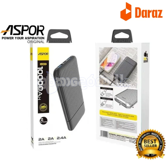 ASPOR Power bank 10000mah , Aspor A323 Power Bank 10000mAh / 2 Input 2 Output