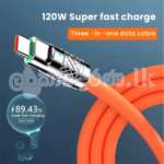 3-in-1 6A 120W Usb Metal Fast Charging Cable 8-pin Charging Cable Compatible For Iphone Micro Usb Type-C