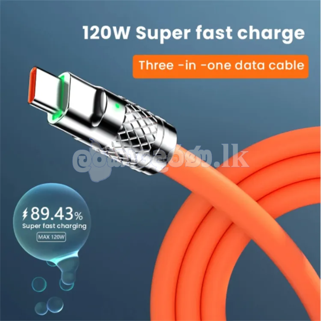 3-in-1 6A 120W Usb Metal Fast Charging Cable 8-pin Charging Cable Compatible For Iphone Micro Usb Type-C