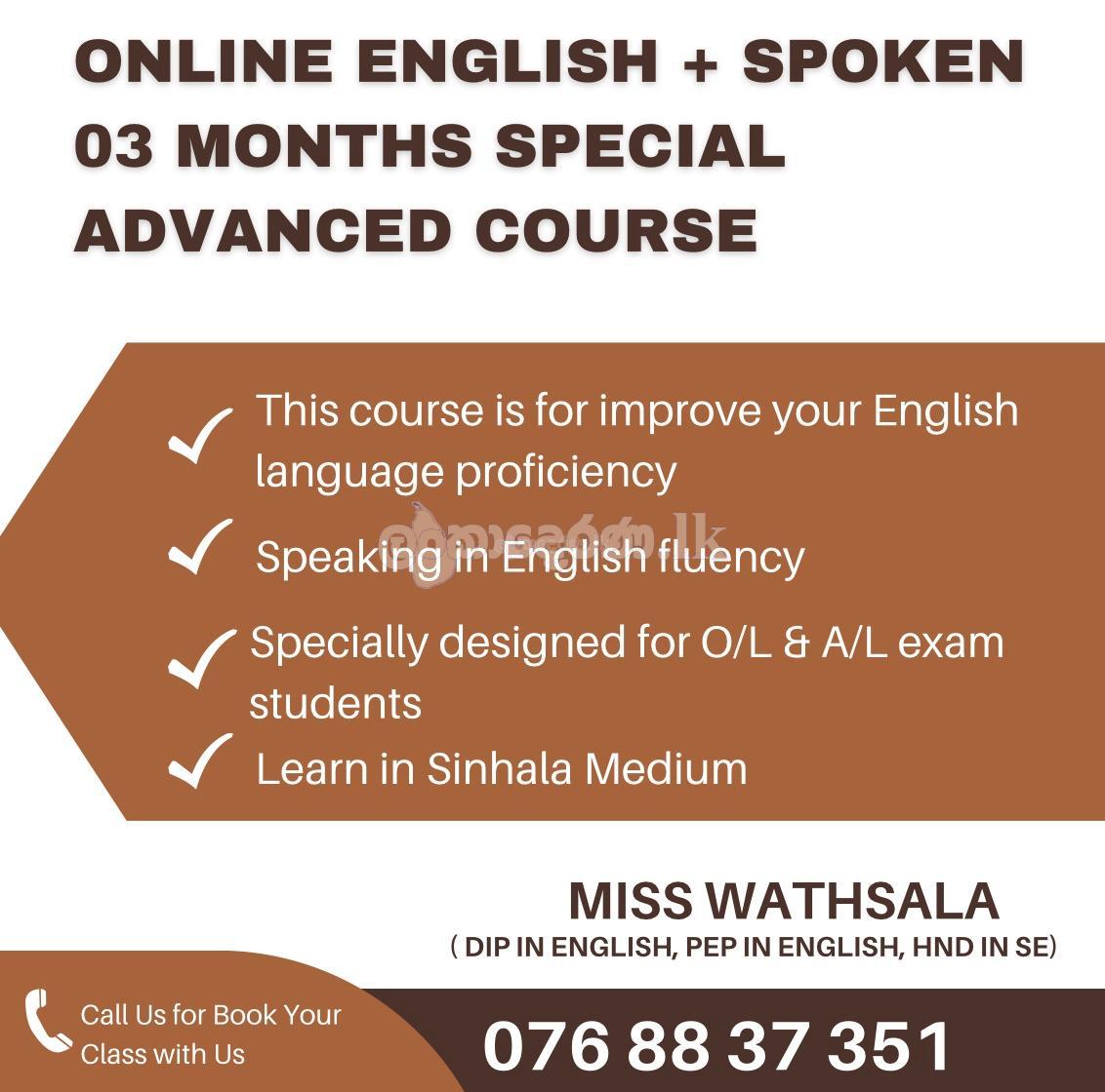 Online English with Spoken English Classes Advanced 03 Months Special Class