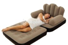Inflatable Couch, 5 in 1 Double Layer Inflatable Sofa Bed, Sofa with Armrest, Adult Lazy Sofa Inflatable Bed, Flocking Sofa Chair for Living Room (Single Size)