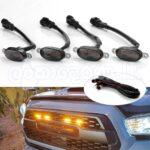 4pcs Car Led Front Grill Lights External Grill Lamp Smoke Amber Light Replacement Car Accessories