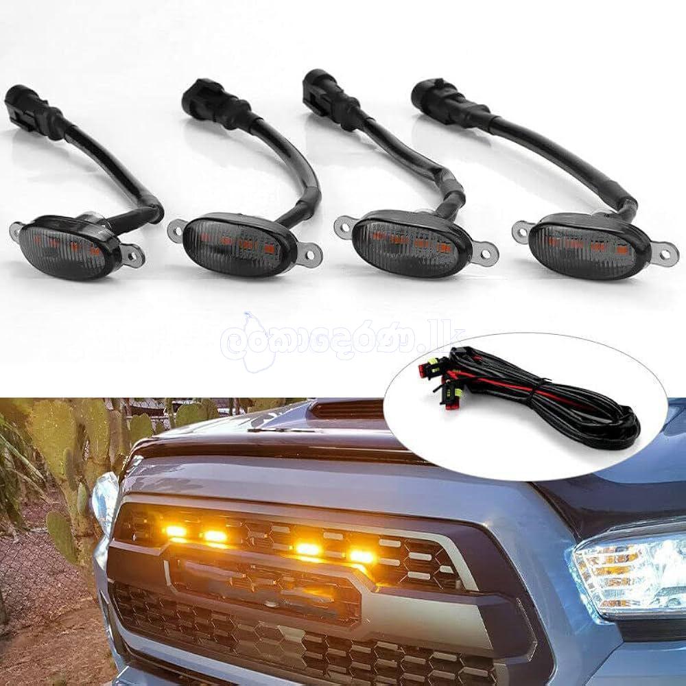 4pcs Car Led Front Grill Lights External Grill Lamp Smoke Amber Light Replacement Car Accessories