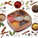 Plastic Round Masala Dabba with Multiple Compartment Spice Container Masala Box Vatti Anjarai Petti for Home Kitchen Masala Spices Tray/Container with 6 Inner Bowls (Multi Color)