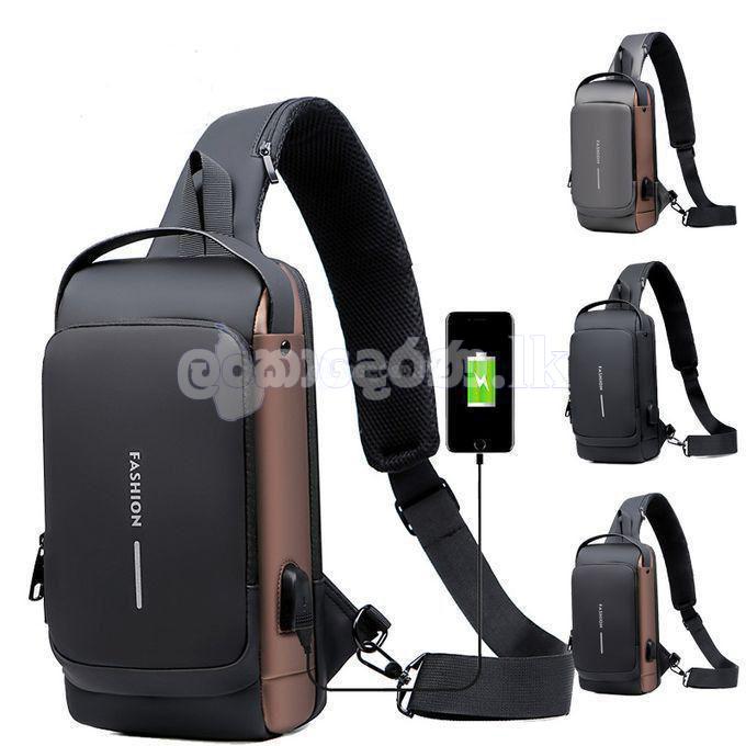 Shoulder Bag For Men Waterproof USB Man Crossbody Bag Anti-Theft Short Travel Messenger Sling Fashion Designer Chest Bag Random Cls –